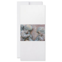 Angels blowing trumpets copper aged relief customized rack card