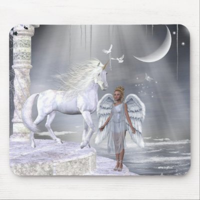 Angels Fae Unicorns Mousepad by mickeyelvis128