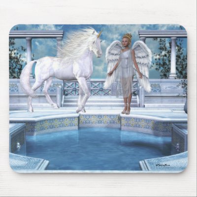 Angels Fae Unicorns Mousepad by mickeyelvis128