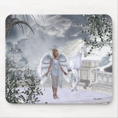 Angels Fae Unicorns Mousepad by mickeyelvis128