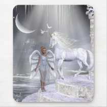 Angels Fae Unicorns Mousepad by mickeyelvis128 Angels Fae Unicorns Mousepad