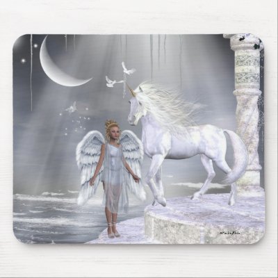 Angels Fae Unicorns Mousepad by mickeyelvis128