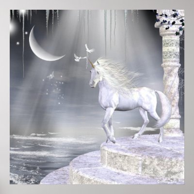 Angels Fae Unicorns Print by mickeyelvis128