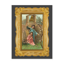 Angels In A Garden With Golden Bell Post Card