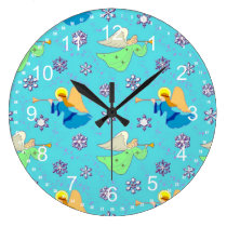 Angels in Blue – Snowflakes & Horns wall clocks