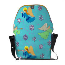 Angels in Blue – Snowflakes & Trumpets messenger bags