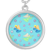 Angels in Blue – Snowflakes & Trumpets necklaces