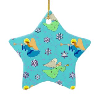 Angels in Blue – Snowflakes & Trumpets ornament