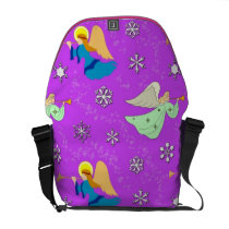 Angels in Violet - Snowflakes & Trumpets messenger bags