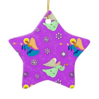 Angels in Violet - Snowflakes & Trumpets ornament