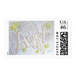 Angels Inspirational Word Painting Postage Stamp