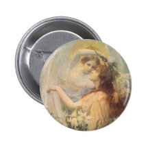 Angel's Message, Swinstead, Vintage Victorian Art Pinback Button