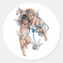 ANGELS OF PEACE ON EARTH GOOD WILL TOWARD MEN ROUND STICKER