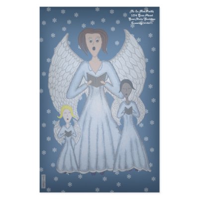 Angels Singing Carols (Blue) Stationery Design by Lace9lives