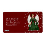 Angels Singing Carols (Green) Personalized Shipping Label