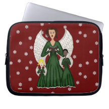 Angels Singing Carols (Green) Laptop Sleeve