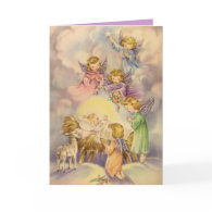 Angels Watching Over Baby Jesus card