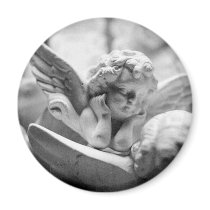 Angels Watching Over Me (magnt rnd) Refrigerator Magnet