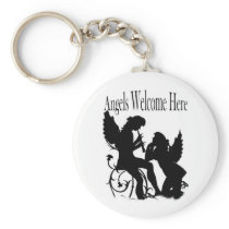 Angels Welcome Here keychains