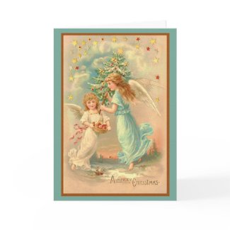 Angels with Christmas Tree card