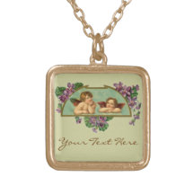 Angels With Purple Flowers Pendants