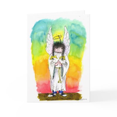 Angels with Sensible Footwear:  Christmas Card by Drawnbyhand