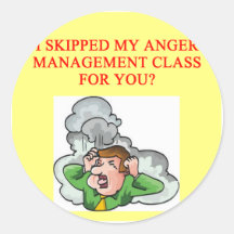 anger psychology  joke round stickers