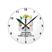 Angiosperms Are A Matter Of Stamen, Stigma & Style Round Wallclock