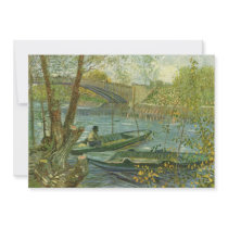 Angler and boat at the Pont de Clichy by van Gogh Custom Announcements