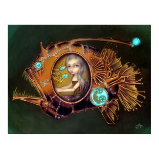 Anglerfish Submarine steampunk lowbrow Art Print print