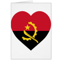 Angola Flag Heart Greeting Cards
