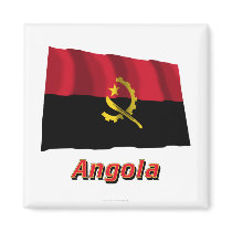 Angola Waving Flag with Name Magnets