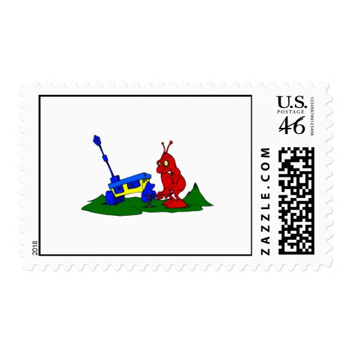 Angry Alien changing tire Postage