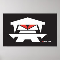 Angry Asian - white on black Poster