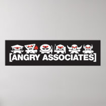 Angry Associates Crew - white on dark Poster