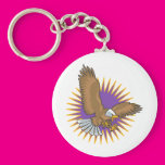 Angry Bald Eagle Landing Key Chain