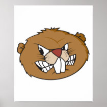 angry beaver face print