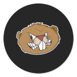 angry beaver face round stickers