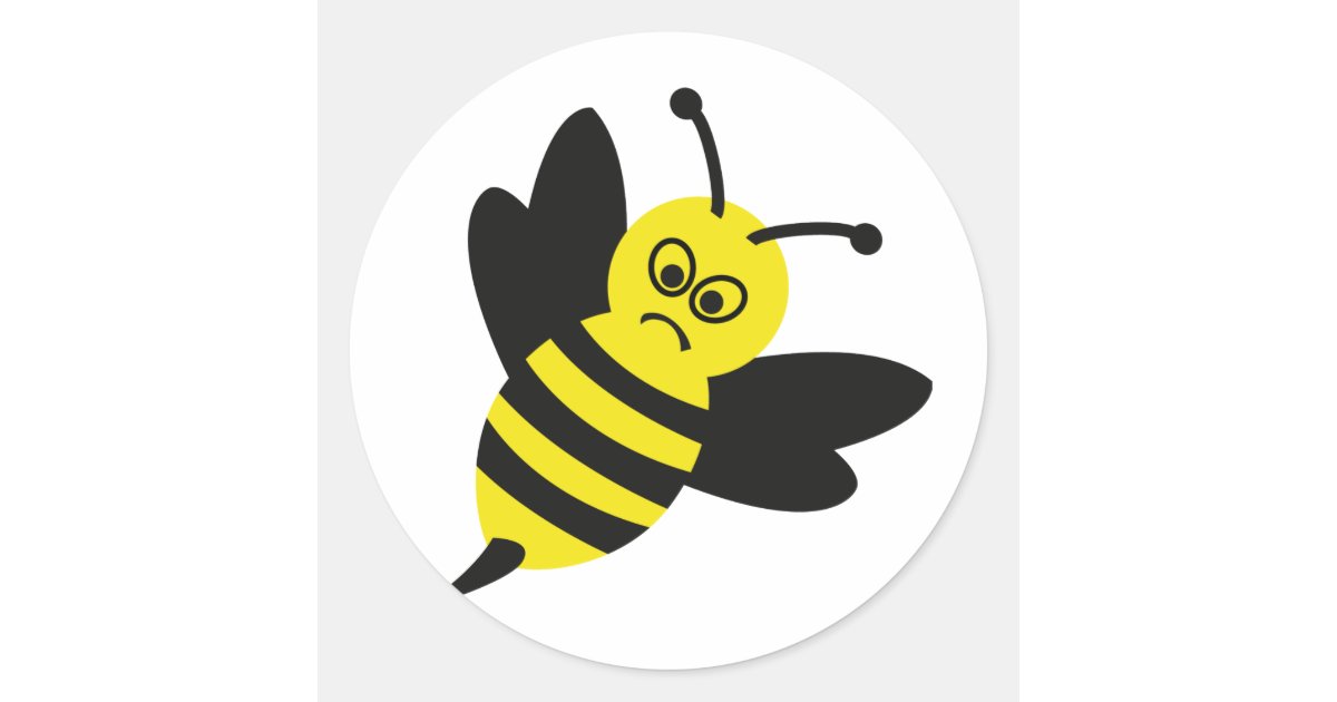 angry bee icon classic round sticker | Zazzle