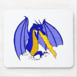 Angry Blue Fire Breather Mouse Pad