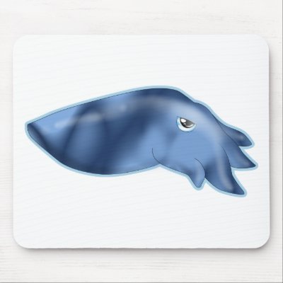 Angry Blue Squid Mouse Pads by MBPantherStudios