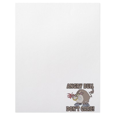 angry bull dont care funny cartoon parody personalized letterhead by tooni_dooni
