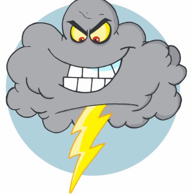 Angry Cartoon Black Cloud With Lightning Acrylic Cut Out by super_shop