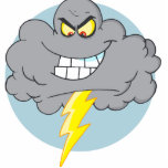 Angry Cartoon Black Cloud With Lightning photo sculptures