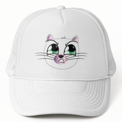 Angry Cat Hat White by eyeswideshirt