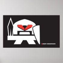 Angry Conquistador - white on dark Posters