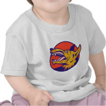 Angry dog or wolf barking viewed from a high angle t shirt
