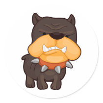 Angry Dog Round Stickers