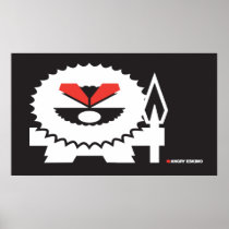 Angry Eskimo - white on dark Posters