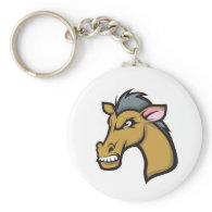 Angry Fierce Cartoon Horse Keychain